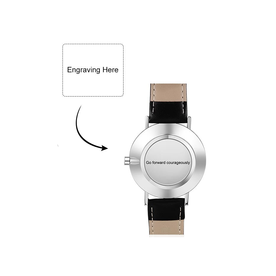 ThinkEngraved Custom watch Personalized Photo and Custom Message Watch Black Leather Band