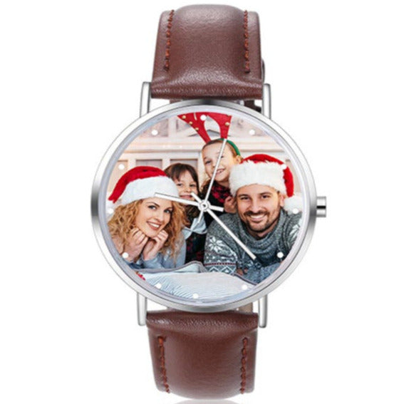 ThinkEngraved Custom watch Personalized Photo and Custom Message Watch Brown Leather Band