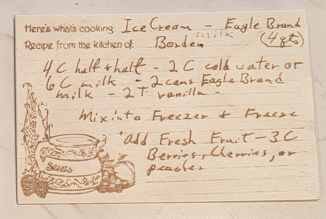 ThinkEngraved Cutting Board Engraved Handwritten Recipe Wood Card  - Personalized Grandma's Recipe Card