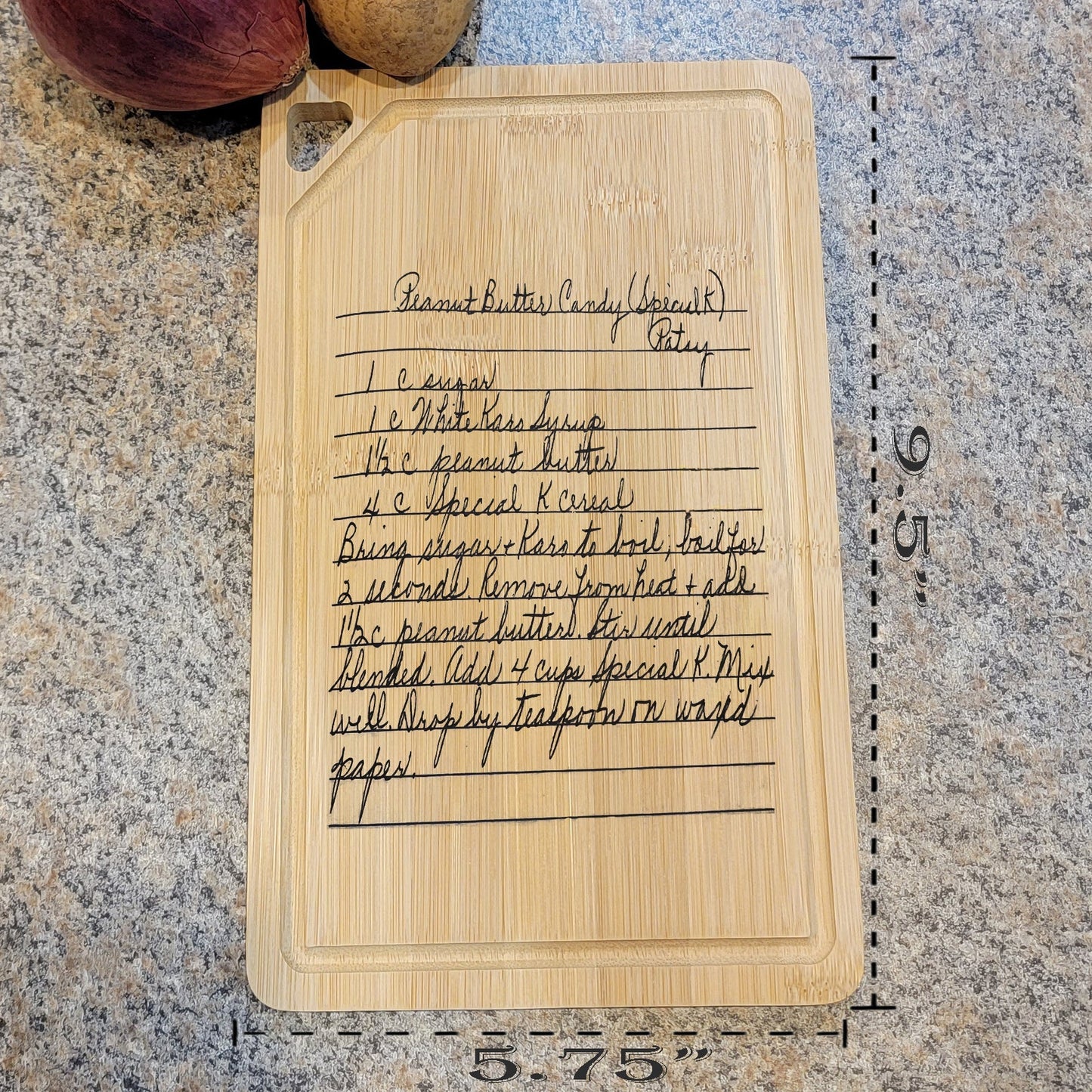 ThinkEngraved Cutting Board Engraved Handwriting Recipe Cutting Board with Wall Hanging Notch and Juice Groove