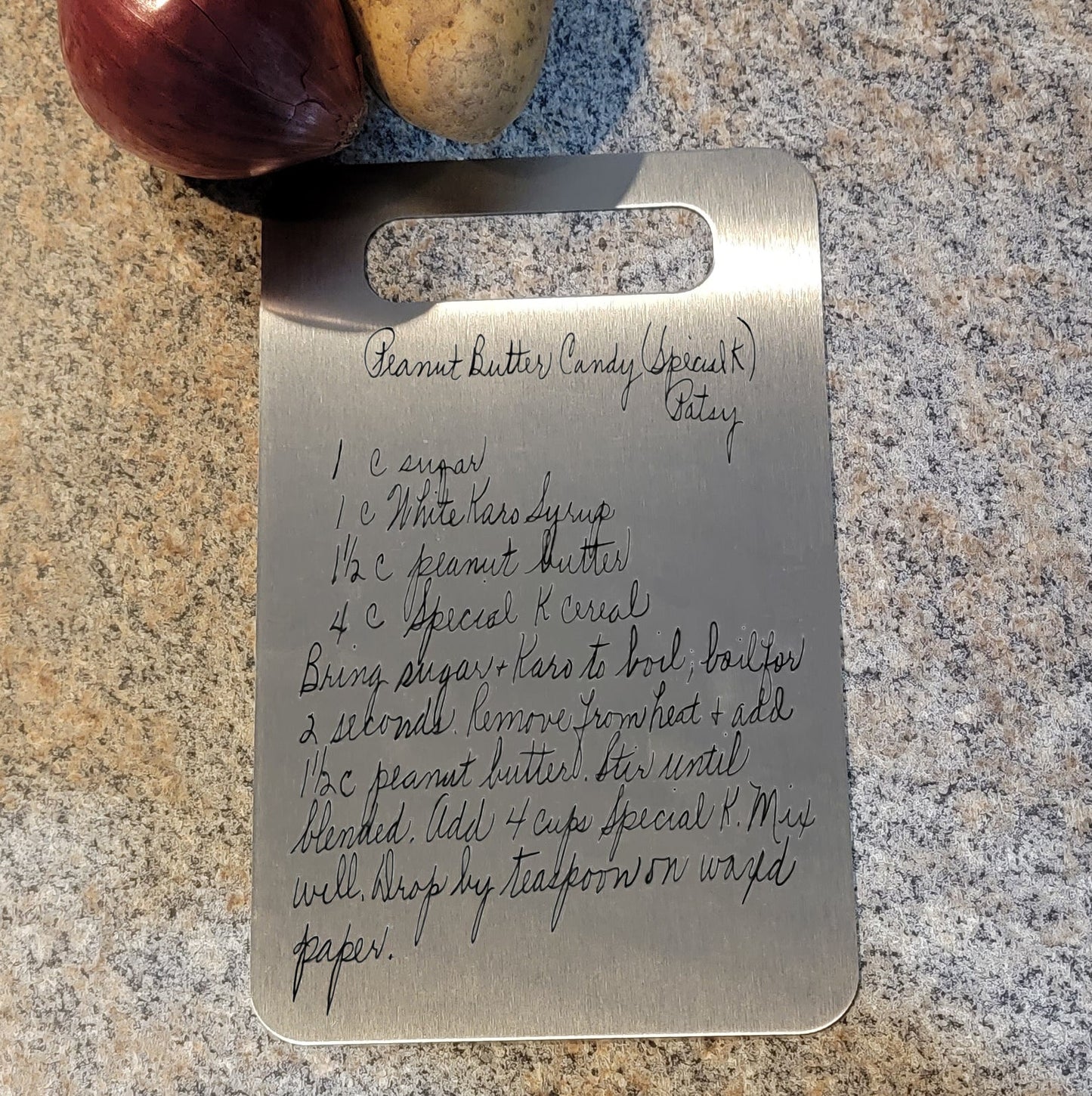 ThinkEngraved Cutting Board Engraved Handwriting Recipe Stainless Steel Cutting Board