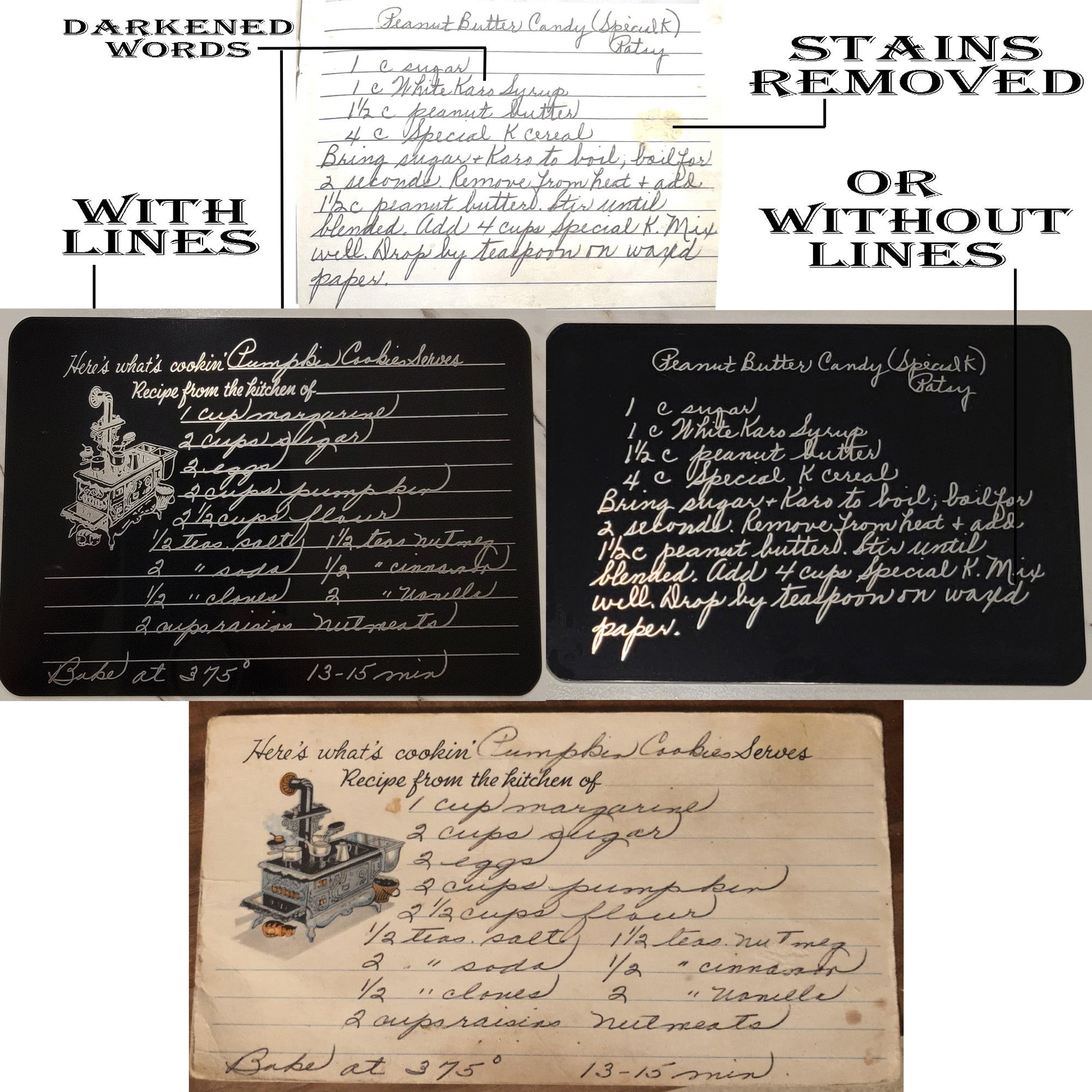 ThinkEngraved Cutting Board Engraved Handwritten Recipe Metal Card - Personalized Grandma's Recipe Card