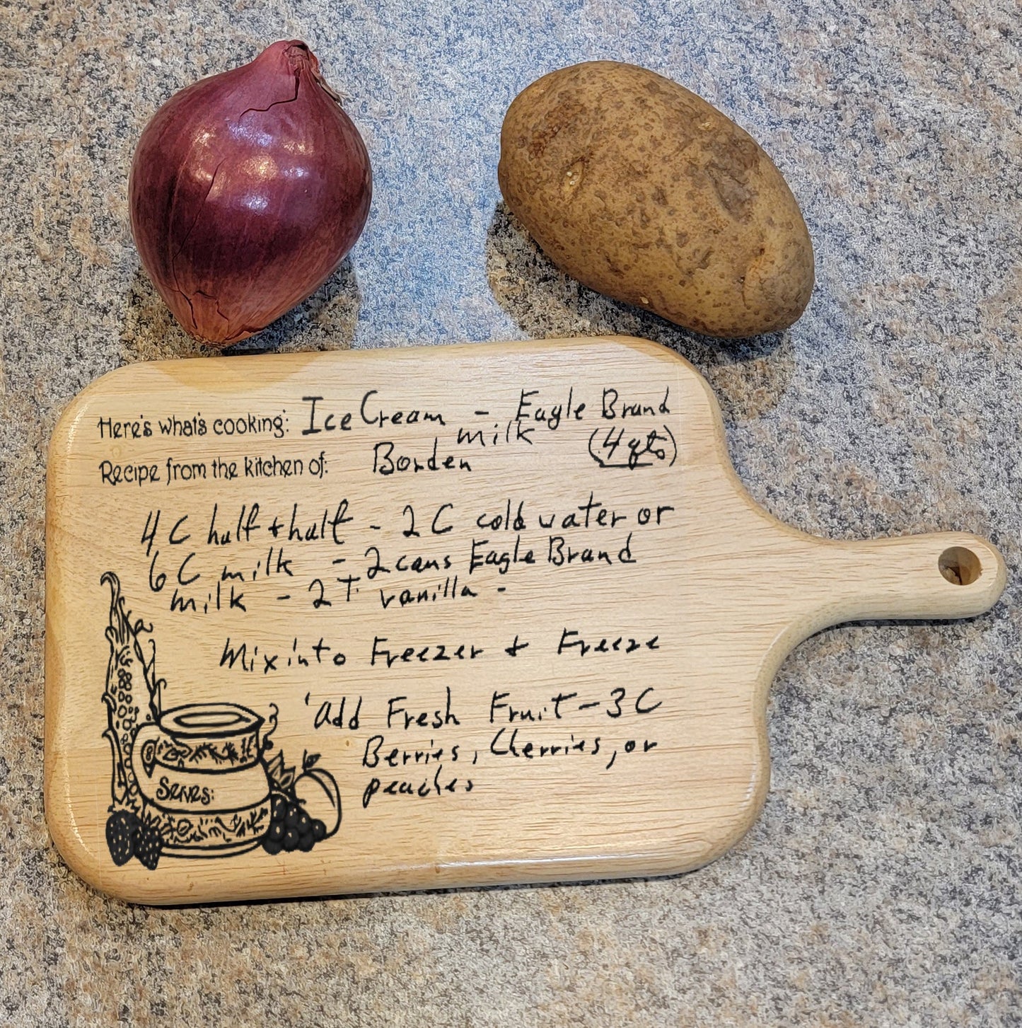 ThinkEngraved Cutting Board Handwriting Recipe Oak Cutting Board with Handle Paddle Board