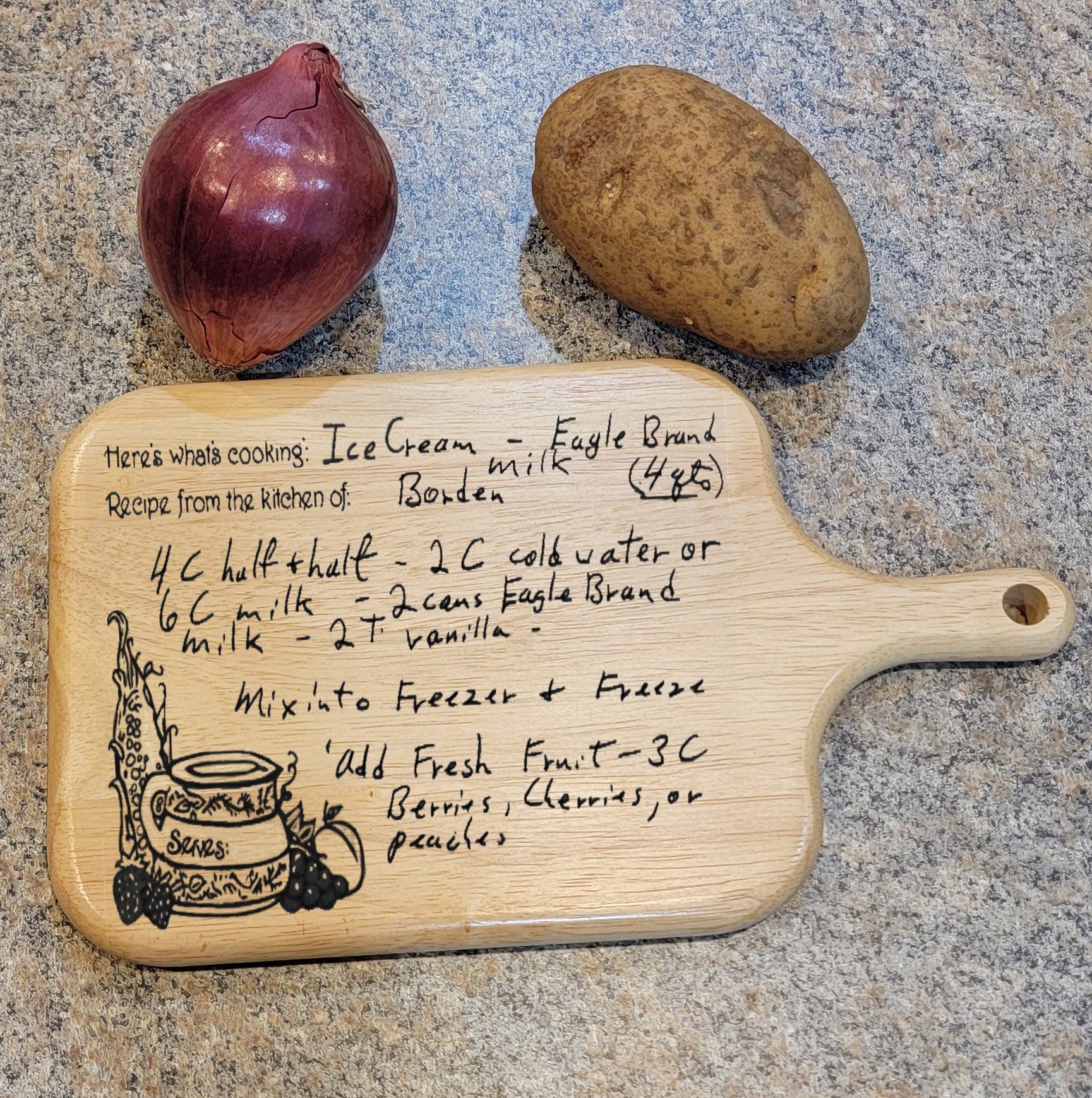 ThinkEngraved Cutting Board Handwriting Recipe Oak Cutting Board with Handle Paddle Board
