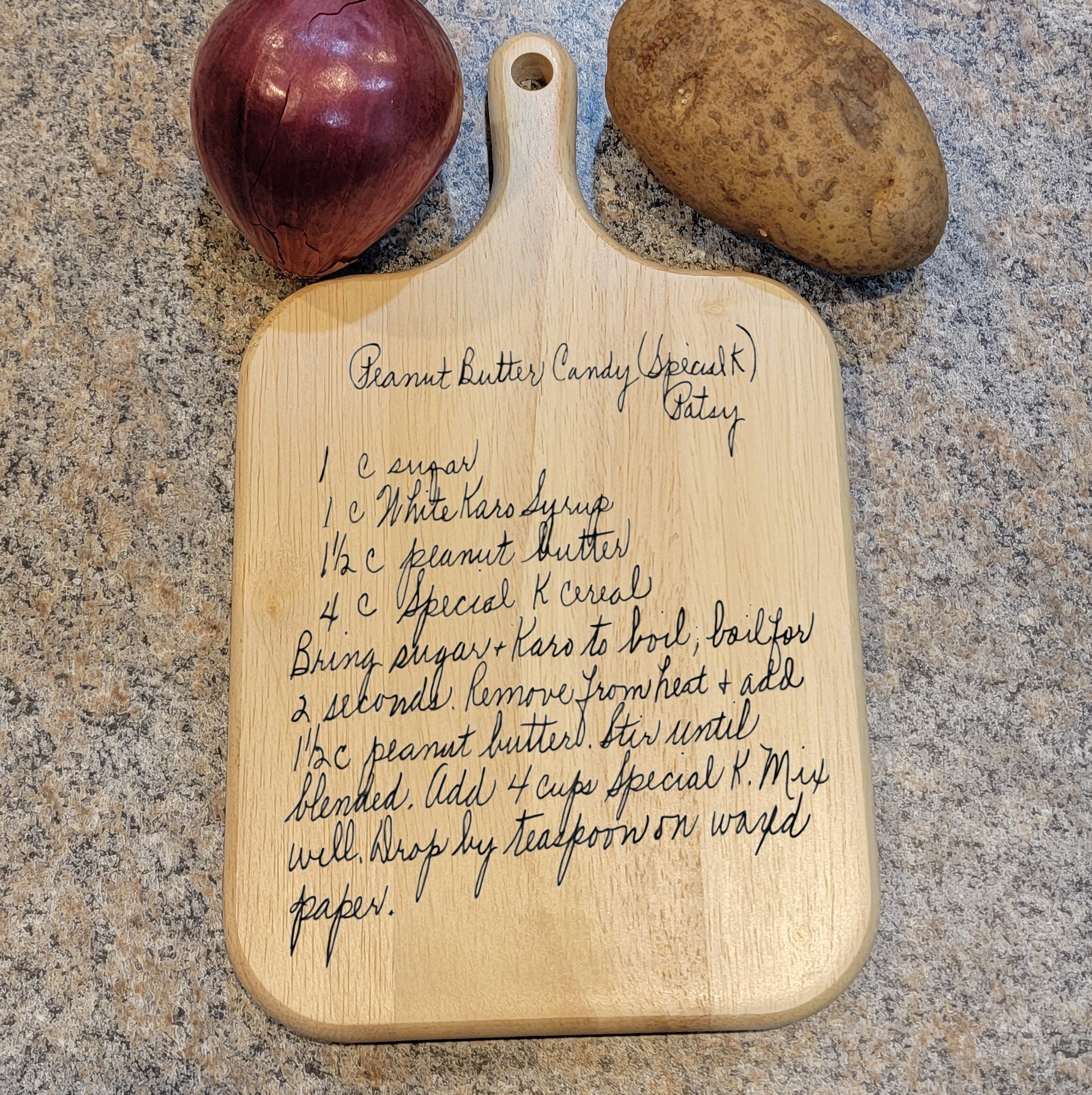 ThinkEngraved Cutting Board Handwriting Recipe Oak Cutting Board with Handle Paddle Board