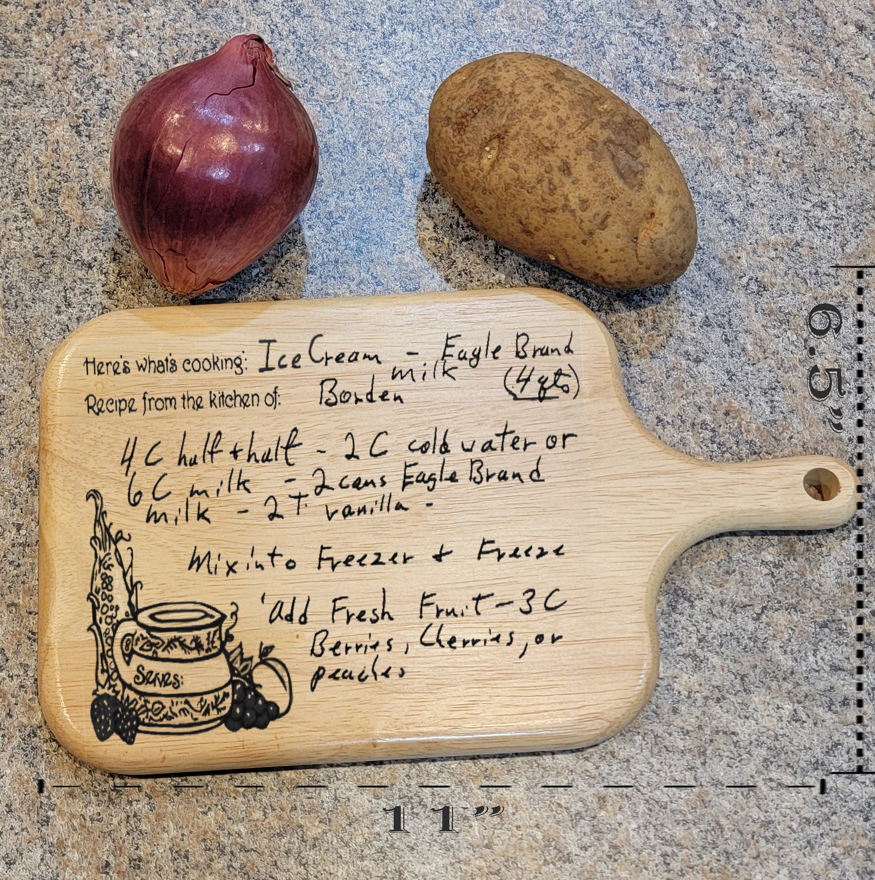 ThinkEngraved Cutting Board Handwriting Recipe Oak Cutting Board with Handle Paddle Board