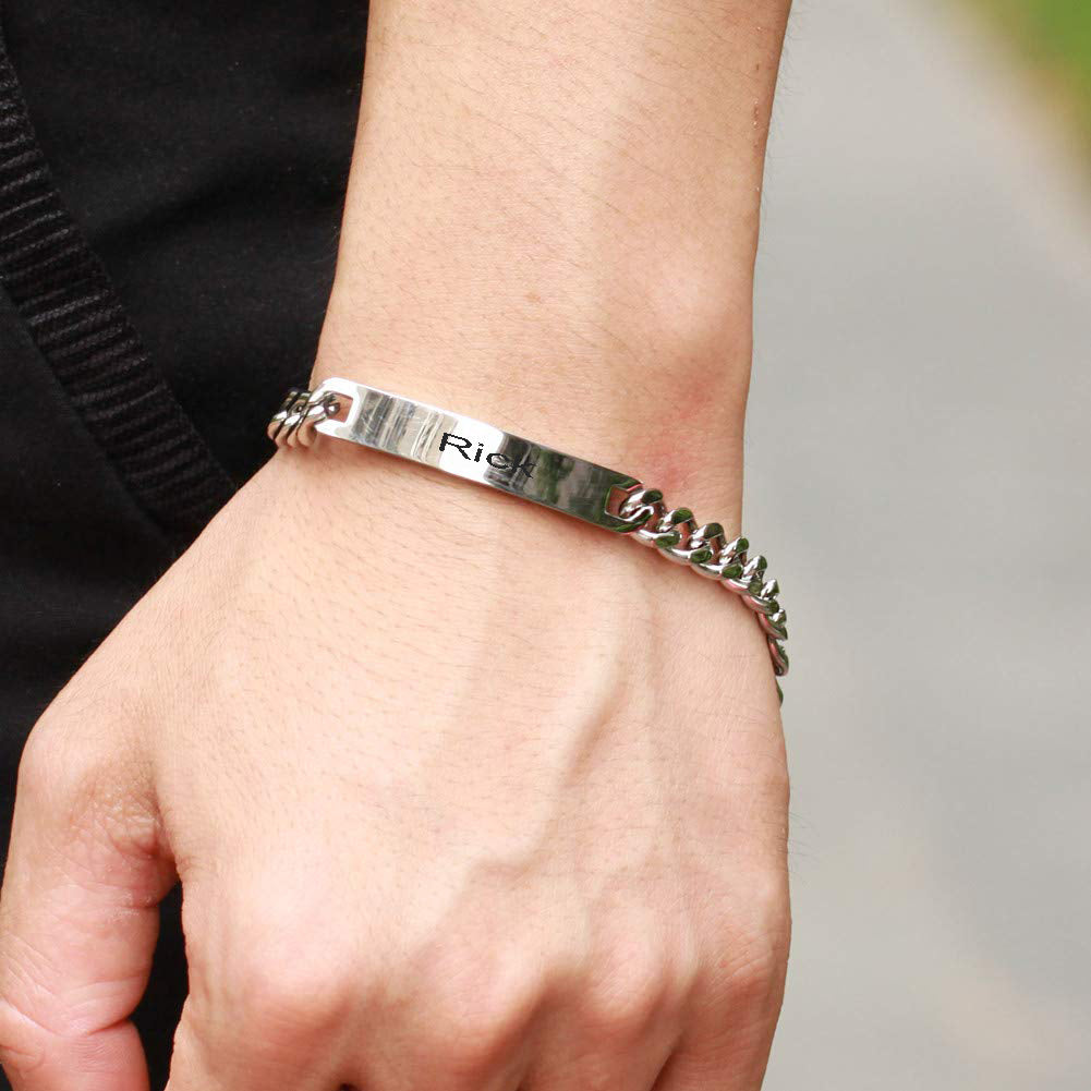 ThinkEngraved engraved bracelet Personalized Couples Bracelets - Matching His and Hers Steel Bracelets