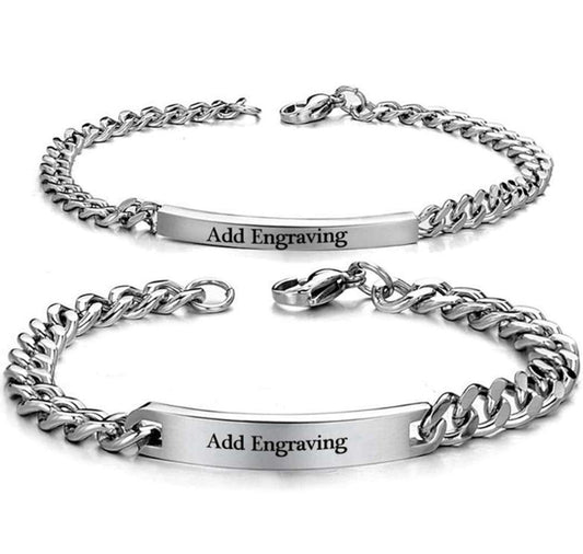 ThinkEngraved engraved bracelet Personalized Couples Bracelets - Matching His and Hers Steel Bracelets