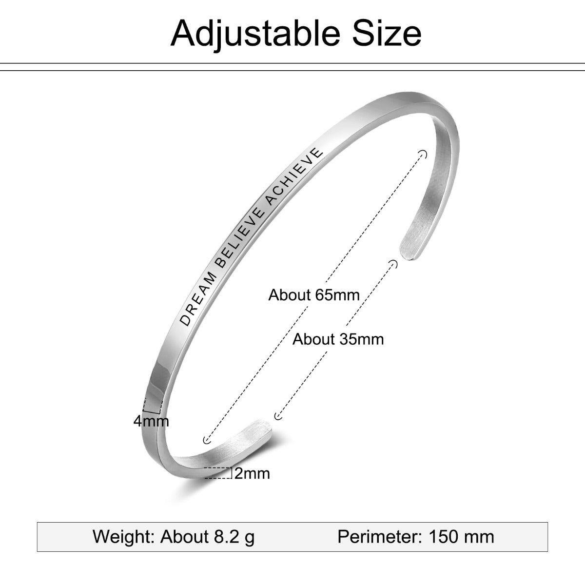 ThinkEngraved engraved bracelet Personalized Engraved Cuff Bar Bracelet - Silver, Black, Gold or Rose Gold