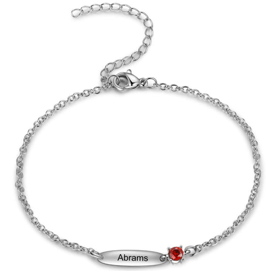 ThinkEngraved engraved bracelet Women's Custom Name and Birthstone Bracelet - Mother's or Couple's Bracelet
