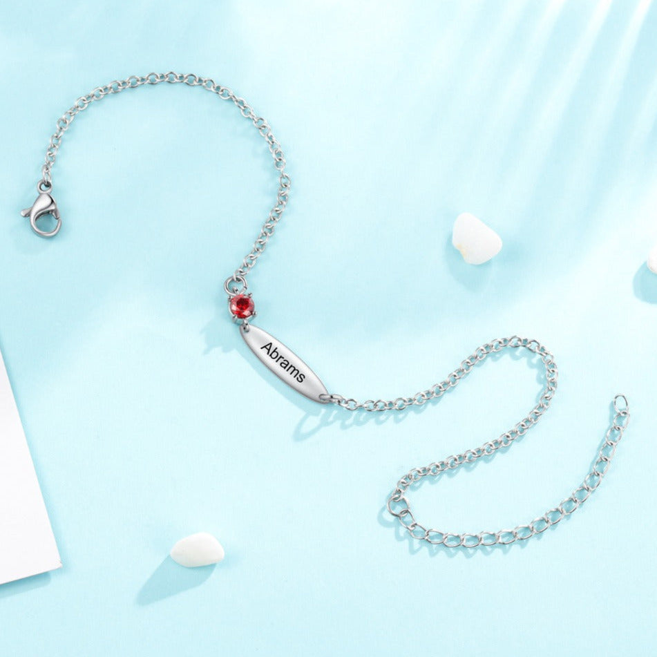 ThinkEngraved engraved bracelet Women's Custom Name and Birthstone Bracelet - Mother's or Couple's Bracelet
