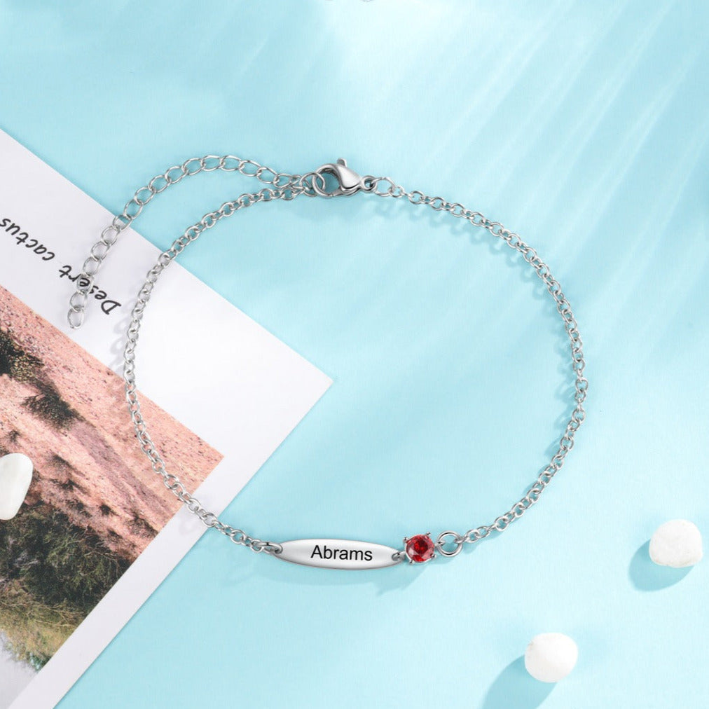 ThinkEngraved engraved bracelet Women's Custom Name and Birthstone Bracelet - Mother's or Couple's Bracelet