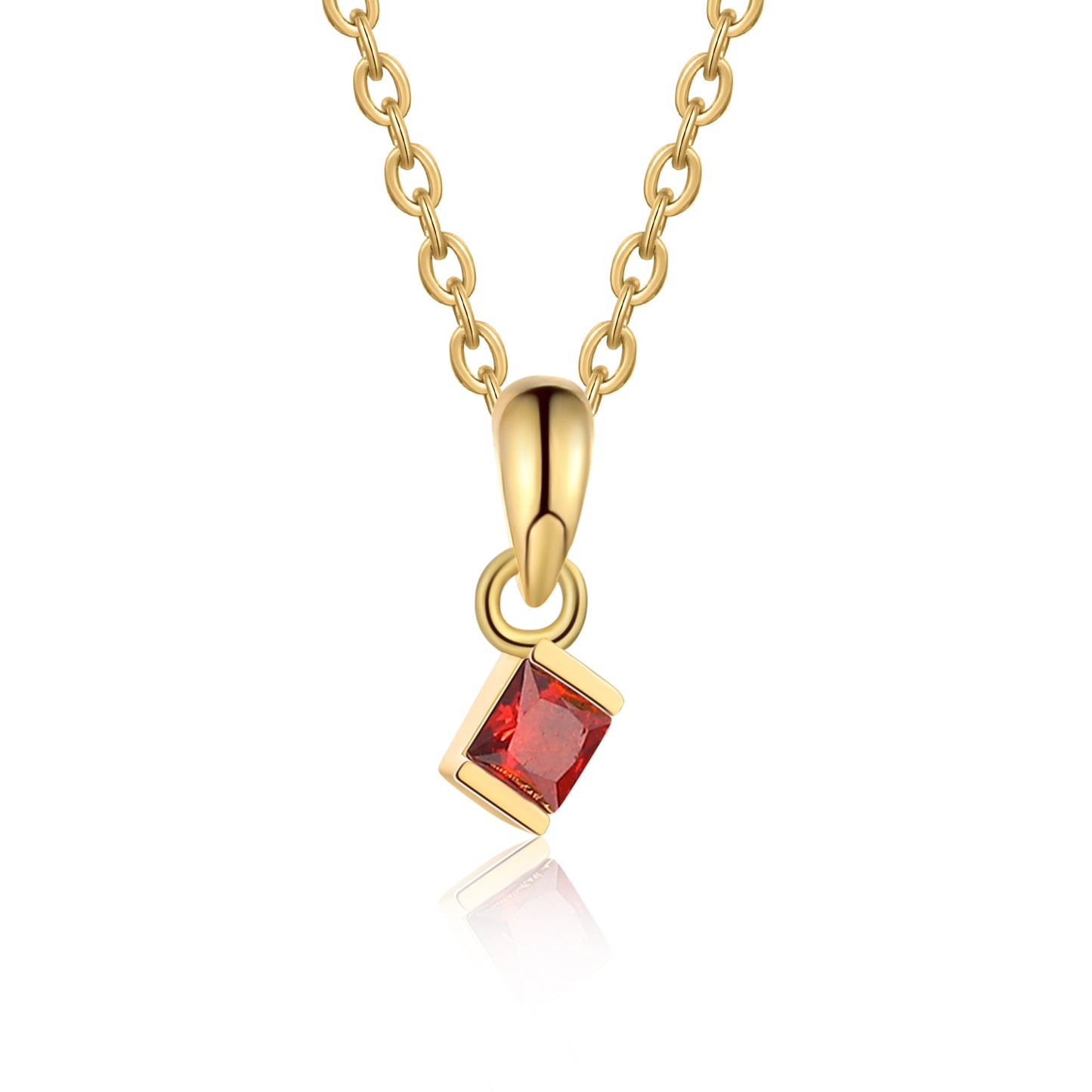 ThinkEngraved engraved necklace 1 Birthstone Elegant Square Stone Mother's Necklace
