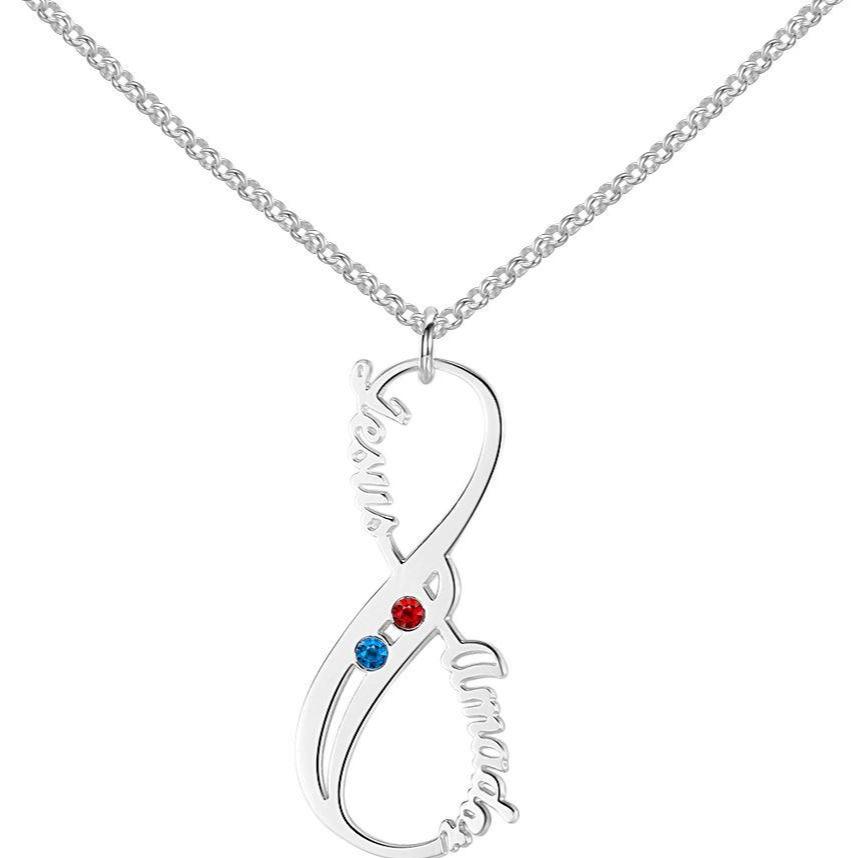 Vertical Infinity Mother's Family Birthstone Pendant or Necklace