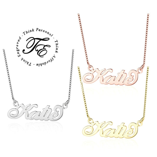 ThinkEngraved engraved necklace Personalized Cursive Name Necklace - Custom Cut Out Name Necklace