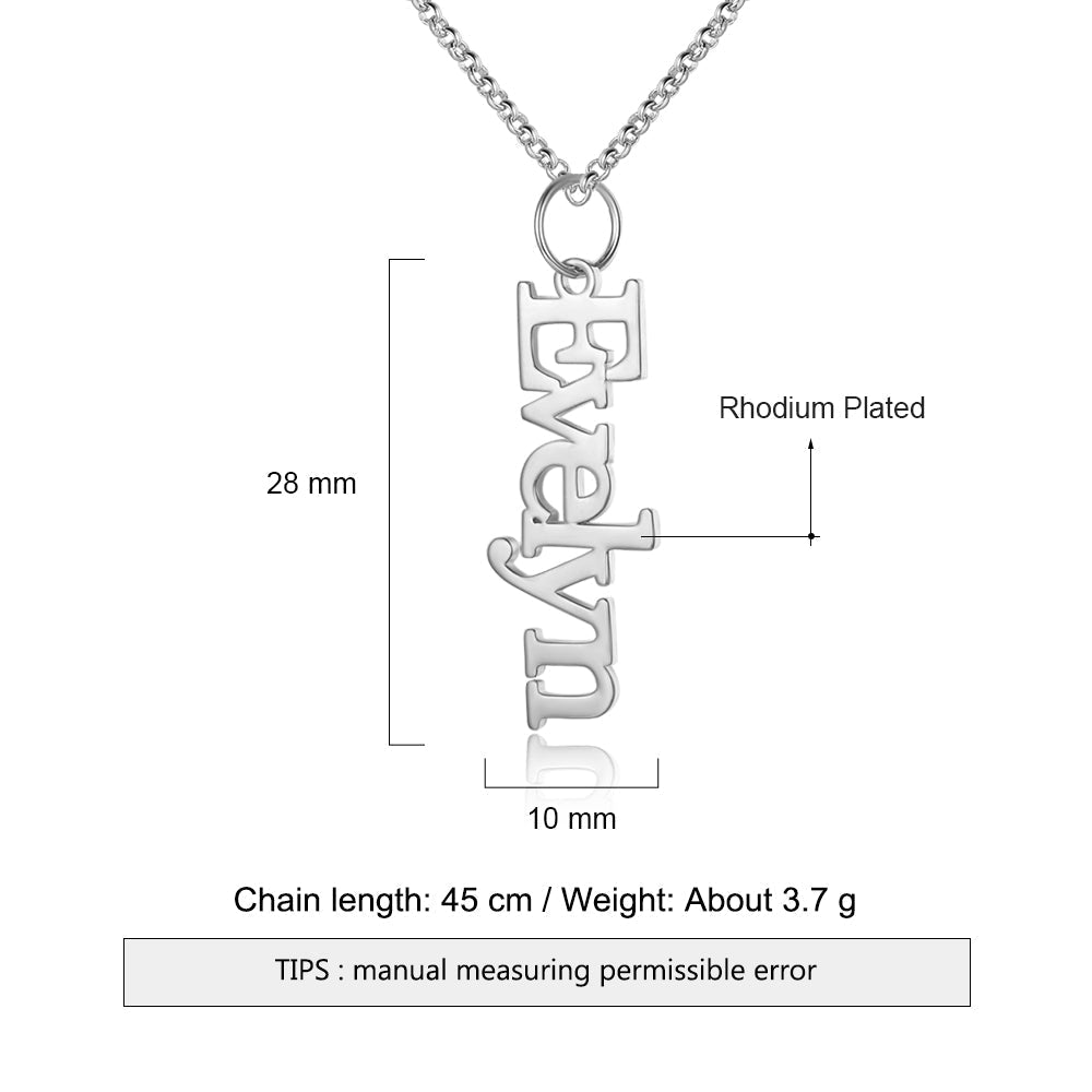 ThinkEngraved engraved necklace Personalized Sterling Silver Name Necklace - Vertical Dangle - Great Couples Gift
