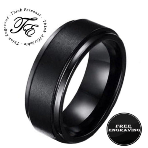ThinkEngraved Engraved Ring 6 Personalized Men's Matte Black Promise Ring