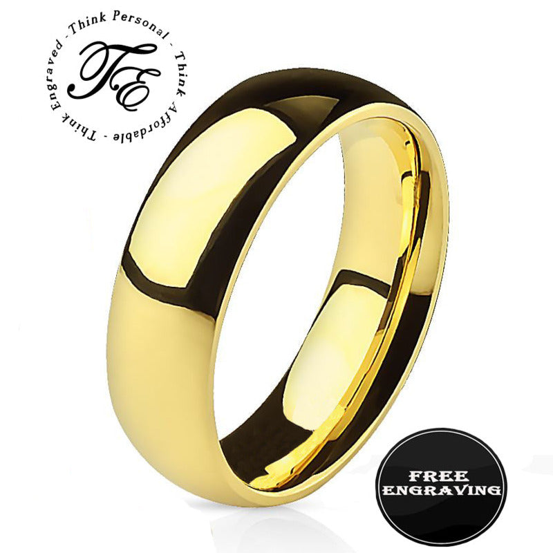 ThinkEngraved Engraved Ring 6mm size 5 Personalized Men's Gold Wedding Ring - Engraved Men's Ring Handwriting Ring