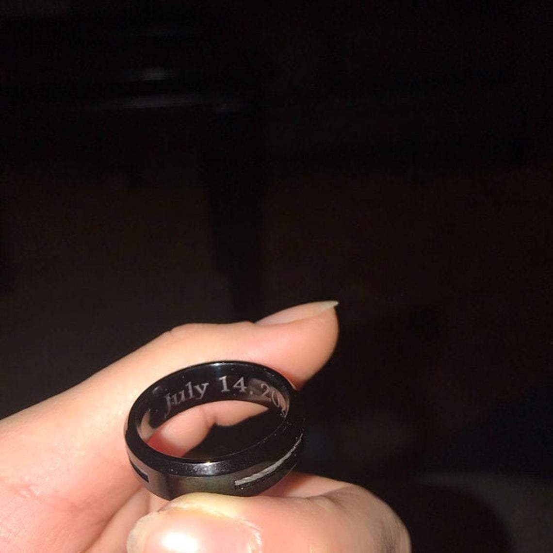 ThinkEngraved Engraved Ring Personalized Engraved Wire Cable Promise Ring For Men - Handwriting Ring