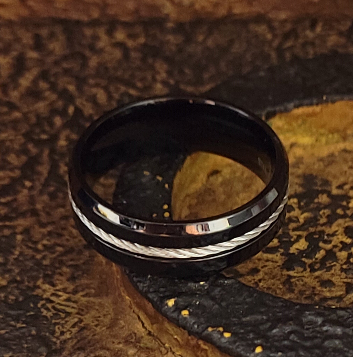 ThinkEngraved Engraved Ring Personalized Engraved Wire Cable Wedding Ring For Men - Handwriting Ring