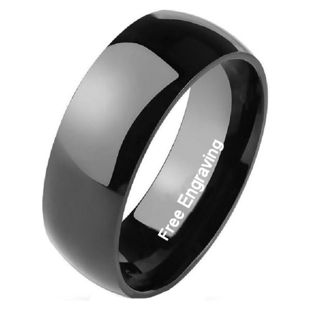 ThinkEngraved Engraved Ring Personalized Men's Black Promise Ring - Engraved Men's Ring Handwriting Ring