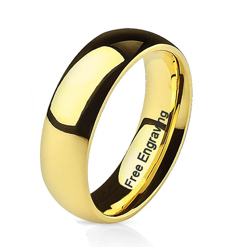 ThinkEngraved Engraved Ring Personalized Men's Gold Wedding Ring - Engraved Men's Ring Handwriting Ring