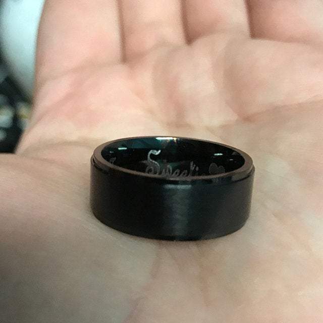 ThinkEngraved Engraved Ring Personalized Men's Matte Black Promise Ring