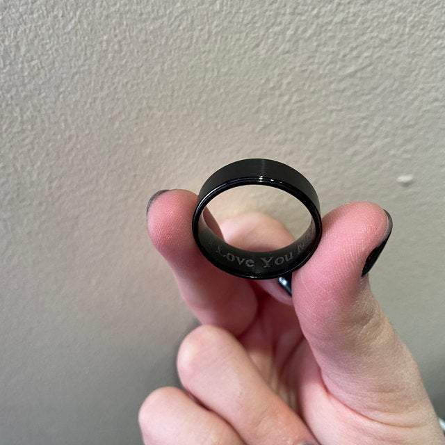 ThinkEngraved Engraved Ring Personalized Men's Matte Black Promise Ring