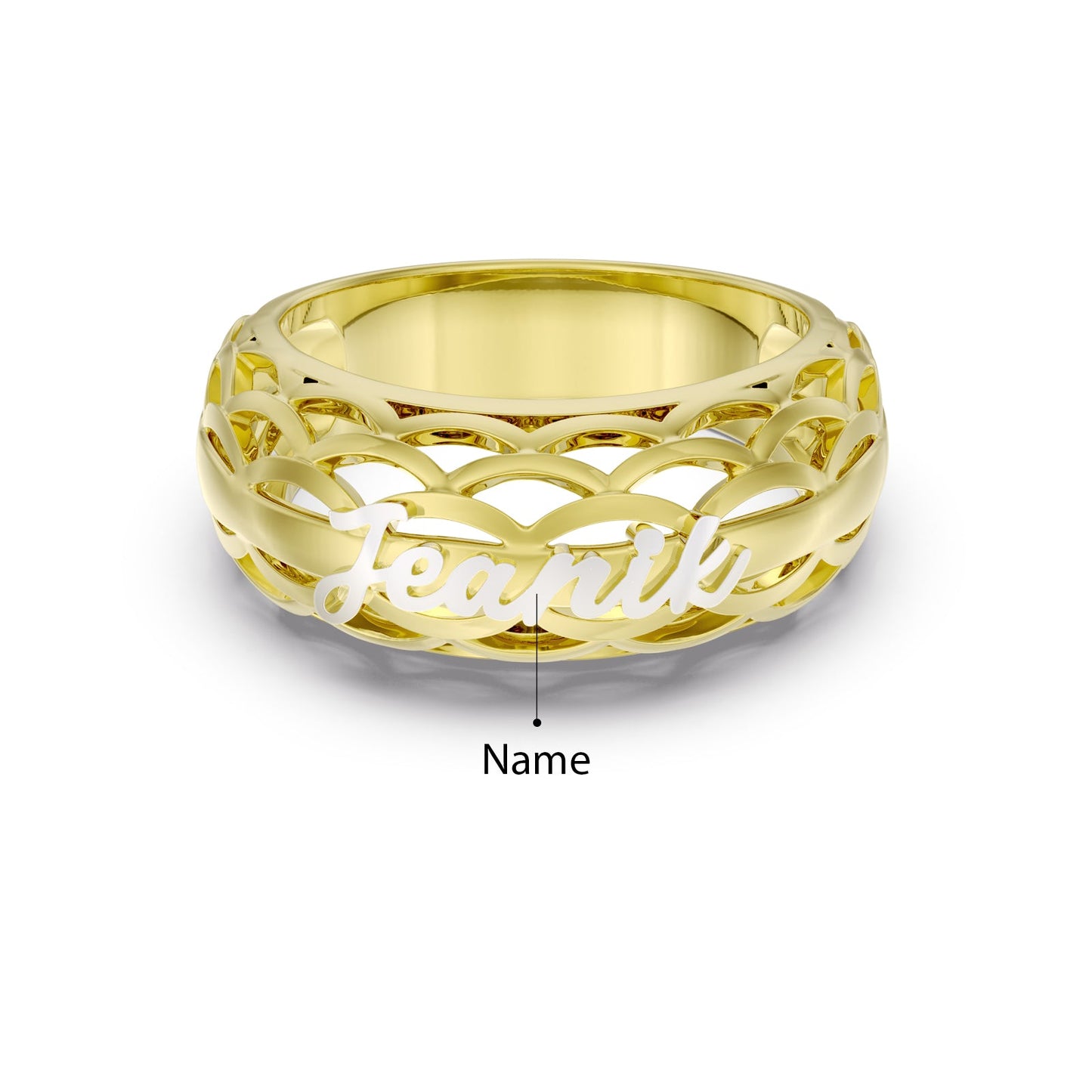 ThinkEngraved Father's Ring Personalized Father's Dad Ring 1 Cut-Out Kids Name