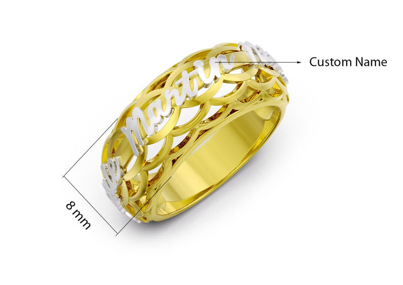 ThinkEngraved Father's Ring Personalized Father's Dad Ring 3 Cut-Out Kids Names