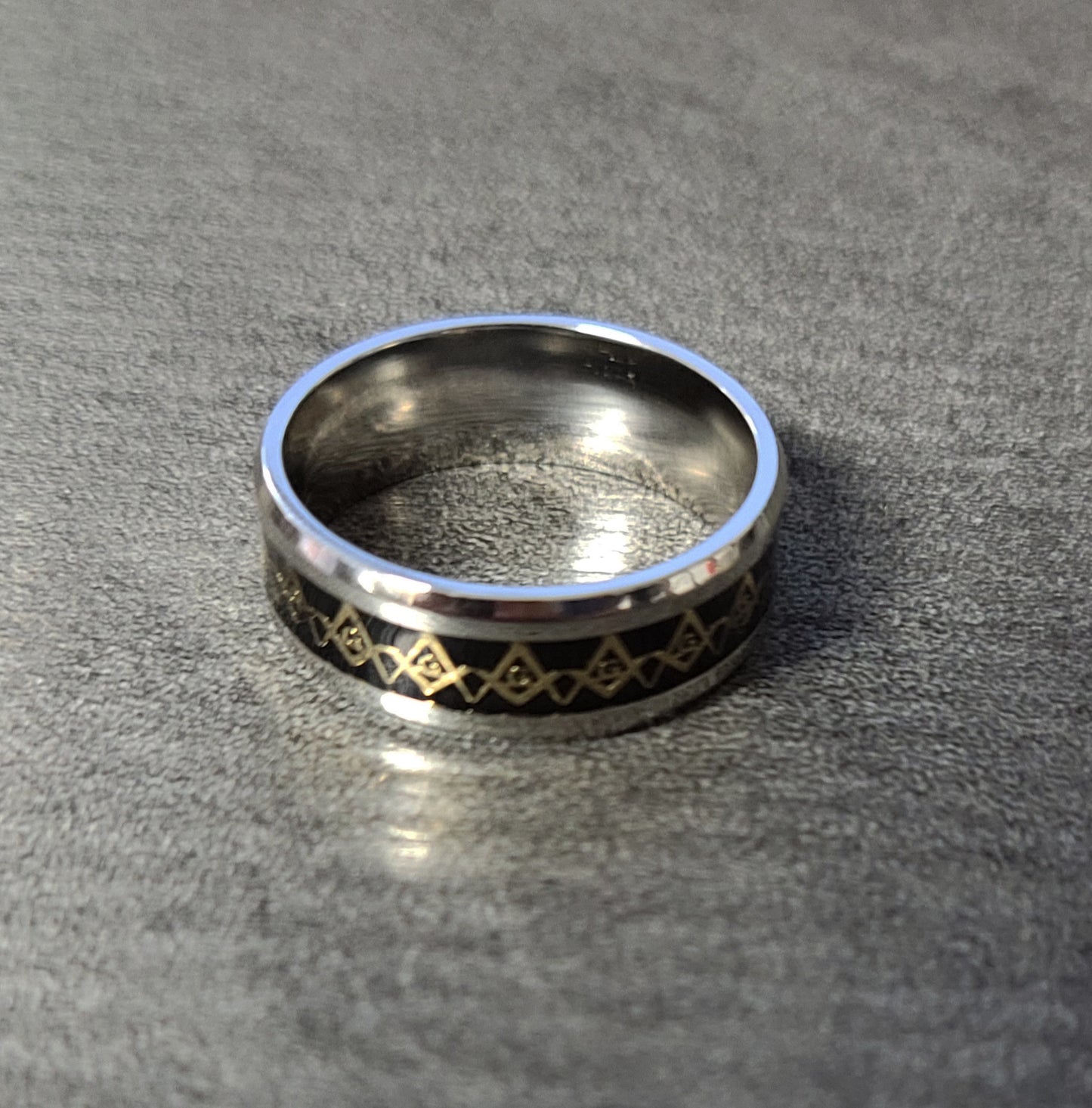 ThinkEngraved Mason Ring Personalized Black Gold Masonic Compass Ring Engraved Mason Ring