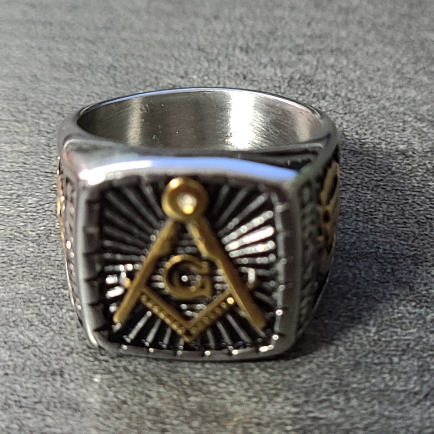 ThinkEngraved Mason Ring Personalized Ornate Free Mason Compass Ring Engraved Masonic Ring