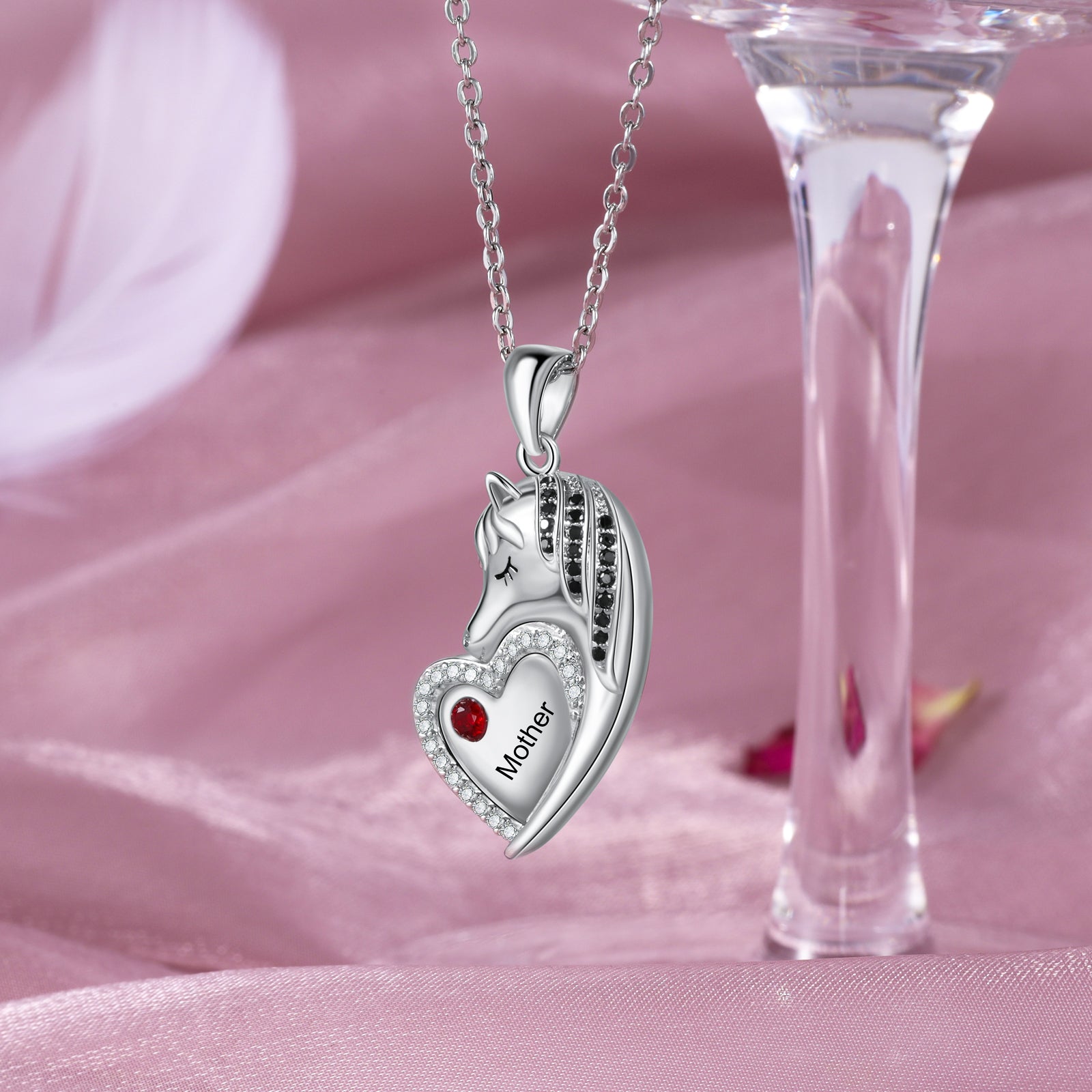 ThinkEngraved mothers necklace Custom Mother Daughter Birthstones and  Names Matching Unicorn Necklace Set