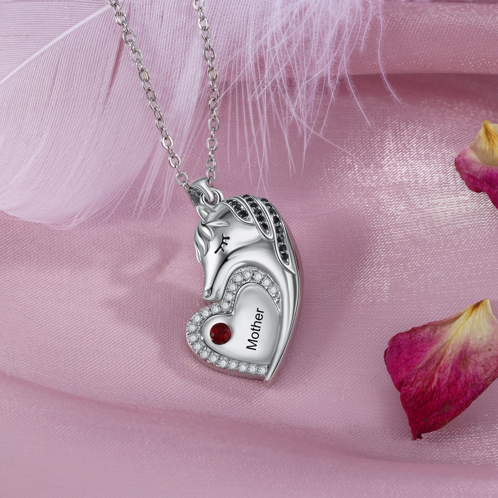 ThinkEngraved mothers necklace Custom Mother Daughter Birthstones and  Names Matching Unicorn Necklace Set