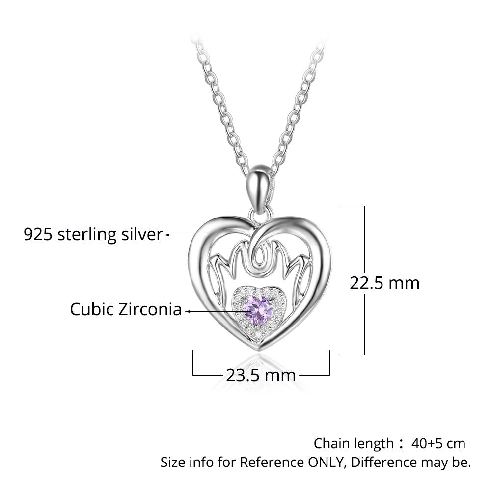 ThinkEngraved mothers necklace Personalized Birthstone MOM Mothers Necklace Heart Shape 2 Names