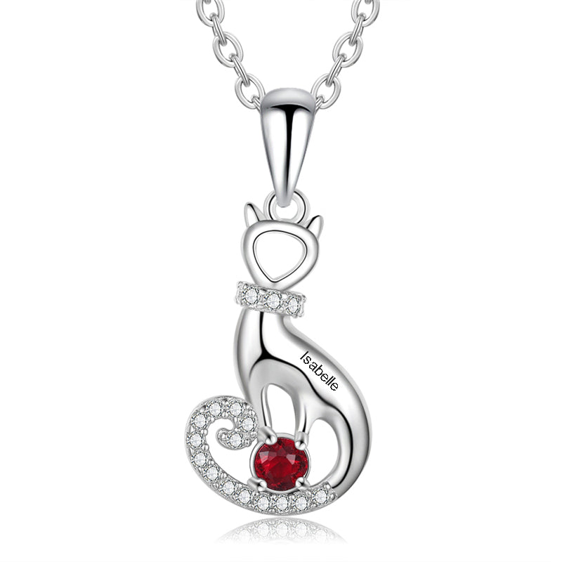 ThinkEngraved mothers necklace Personalized Cat Necklace For Mom, Daughter or Girlfriend 1 Name