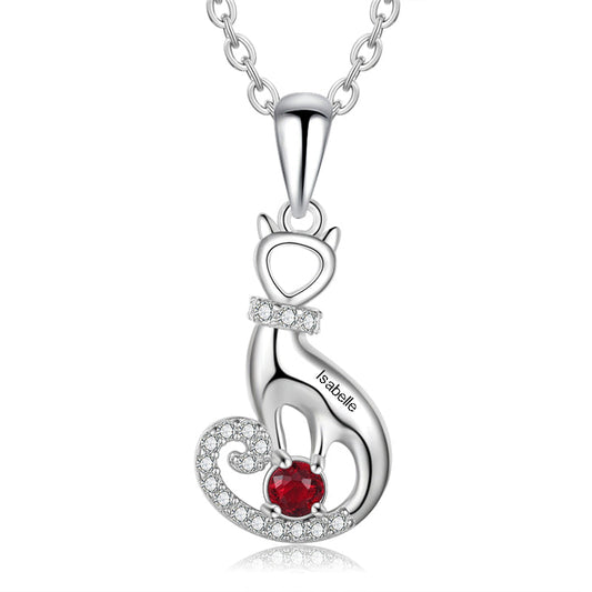 ThinkEngraved mothers necklace Personalized Cat Necklace For Mom, Daughter or Girlfriend 1 Name