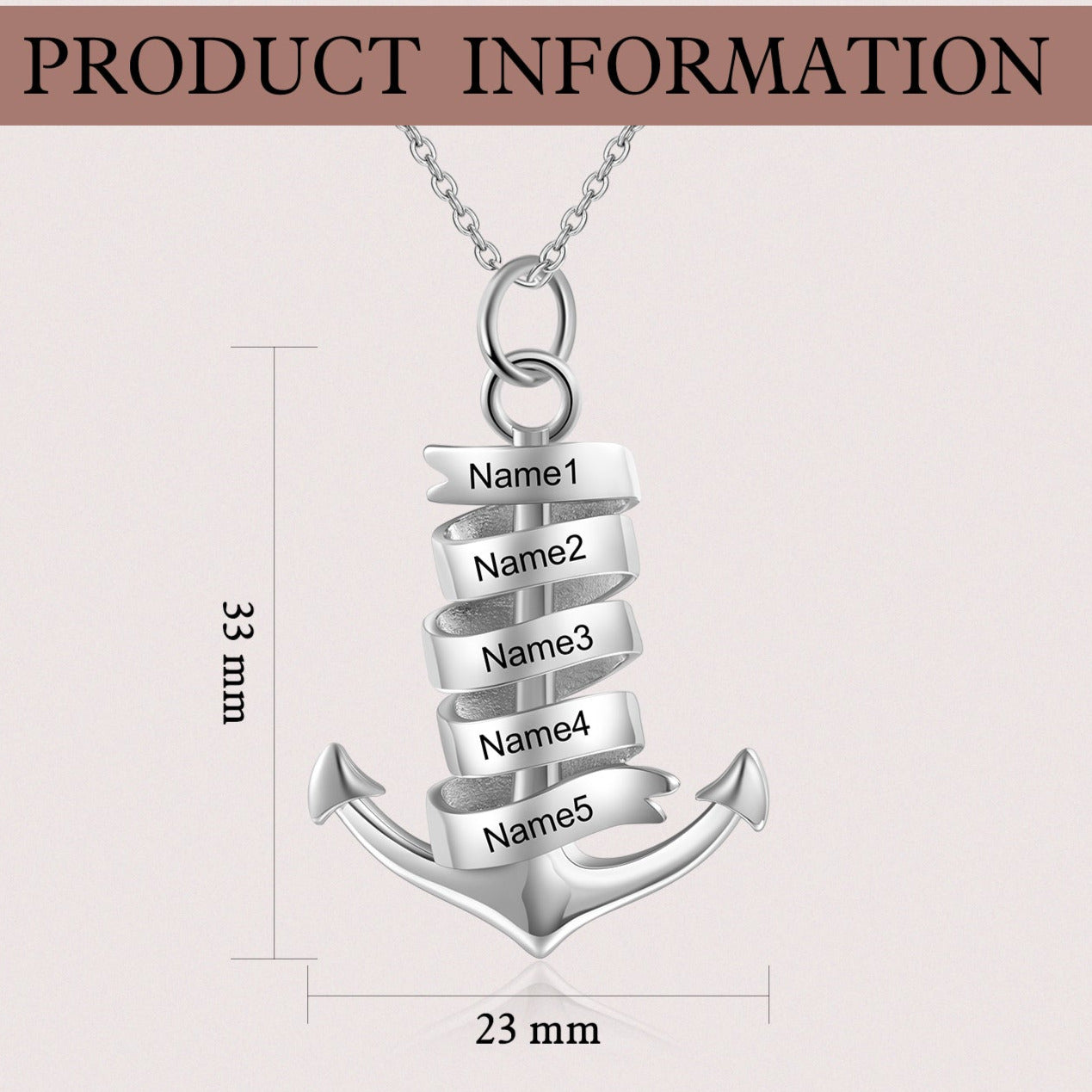 ThinkEngraved Name Necklace Personalized 5 Engraved Names Mother's Necklace - Chain and Anchor Design
