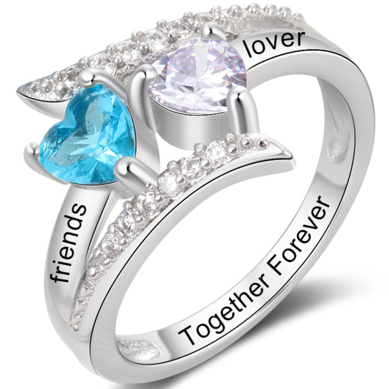 ThinkEngraved Peronalized Ring 5 2 Birthstone Mother's Ring Vintage Design 2 Engraved Names