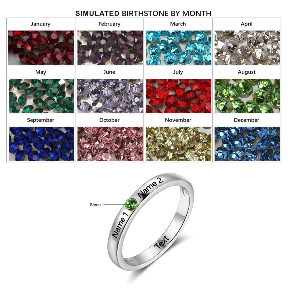 ThinkEngraved Peronalized Ring Personalized 1 Birthstone 2 Name Mother's Ring Love United Mothers