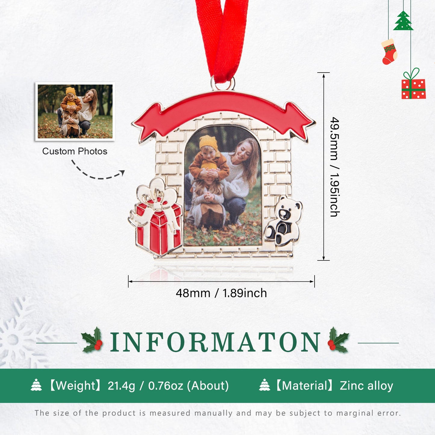 ThinkEngraved Personalized Ornament Fireplace Personalized Photo Christmas Photo Ornament House Gift Fireplace