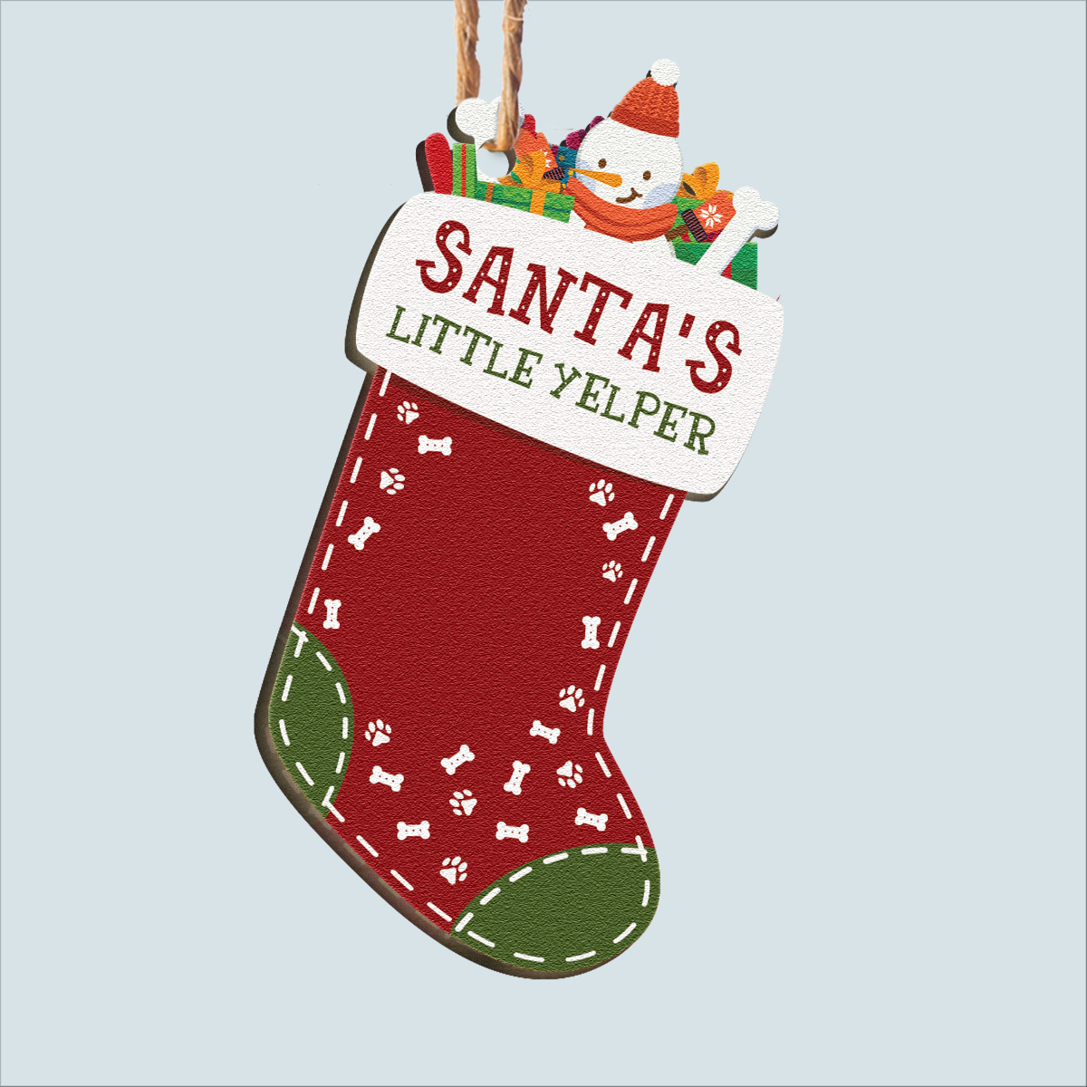 ThinkEngraved Personalized Ornament Personalized Dog Photo Christmas Stocking Ornament Wood