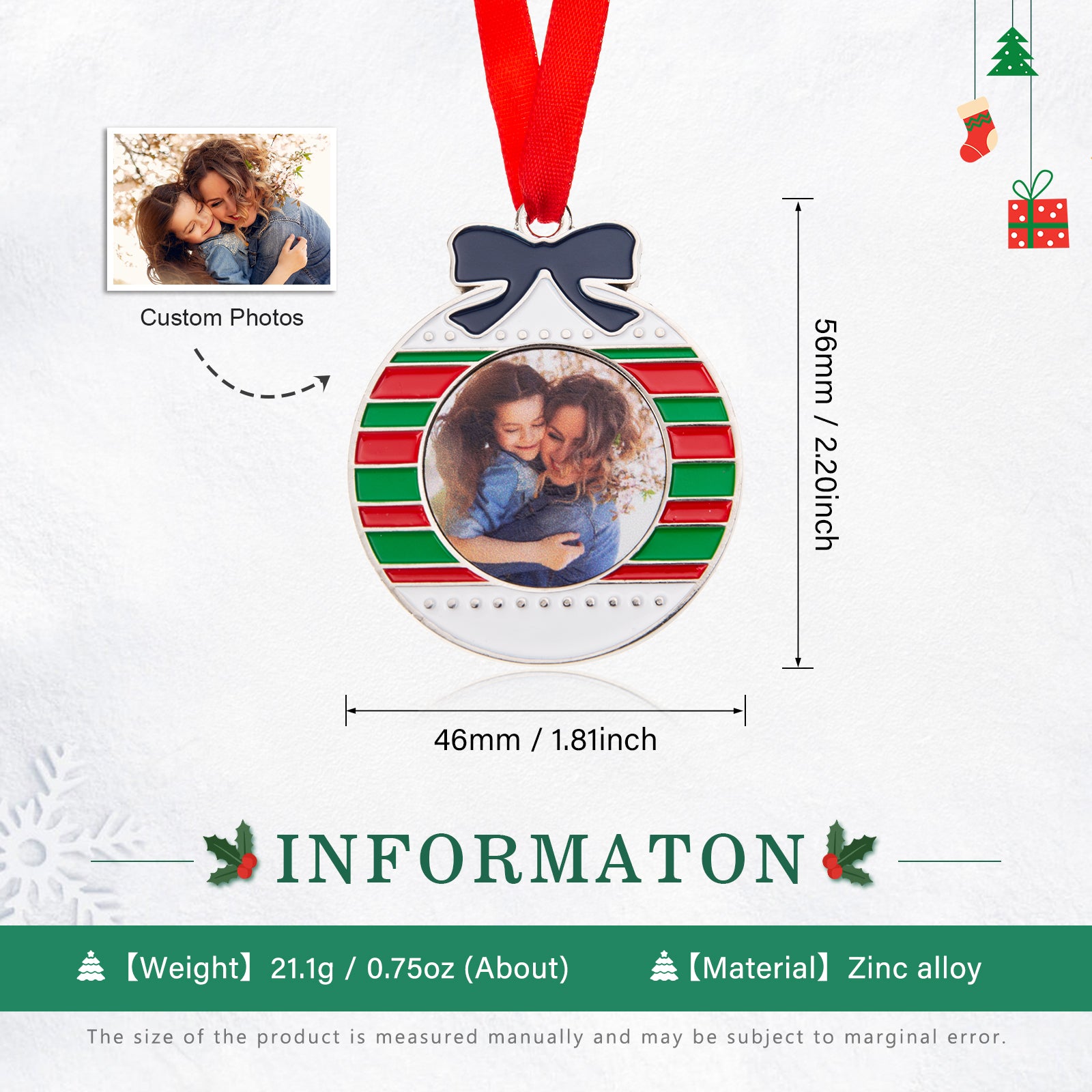 ThinkEngraved Personalized Ornament Round Ornament Personalized Photo Christmas Photo Ornament House Gift Fireplace