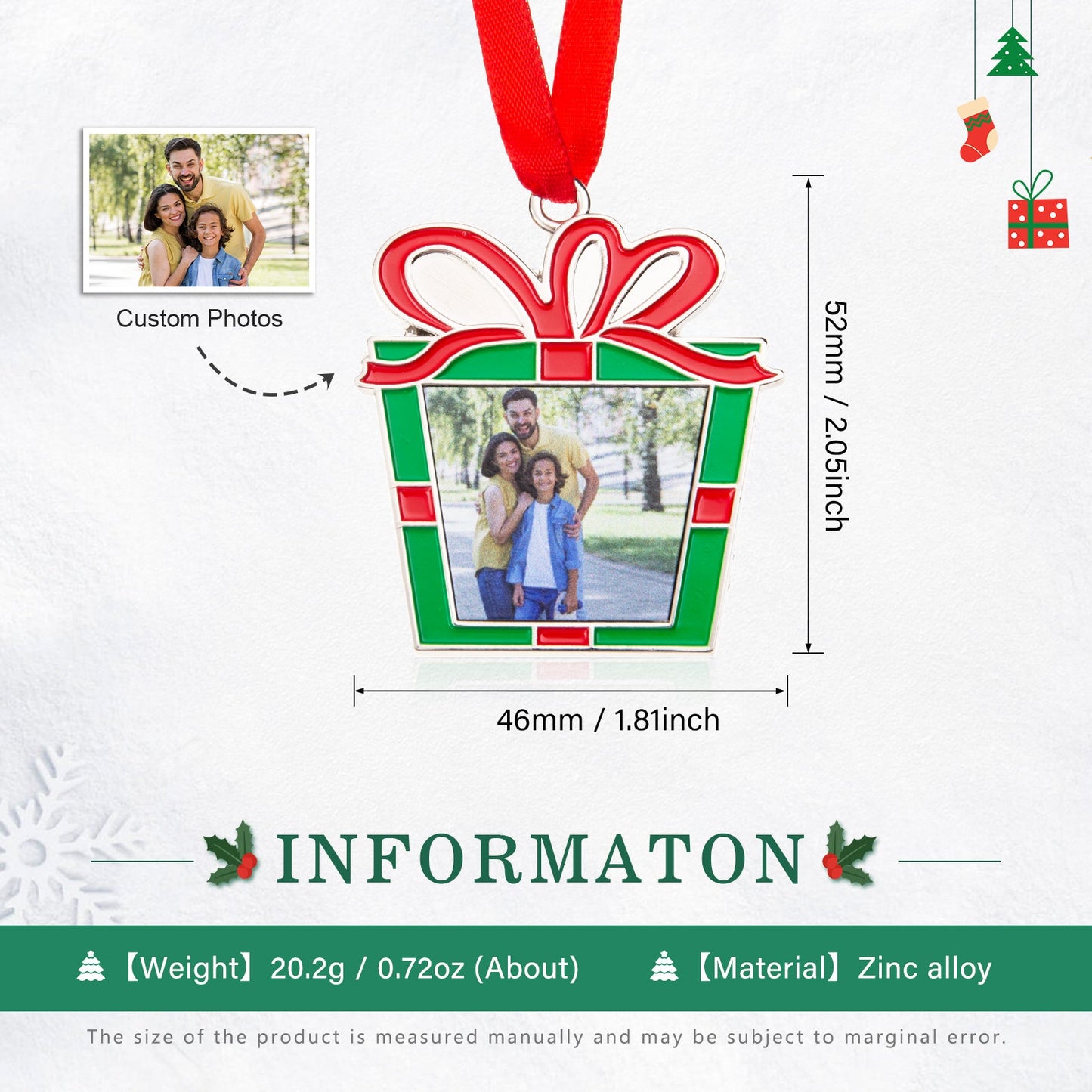 ThinkEngraved Personalized Ornament Wrapped Gift Personalized Photo Christmas Photo Ornament House Gift Fireplace