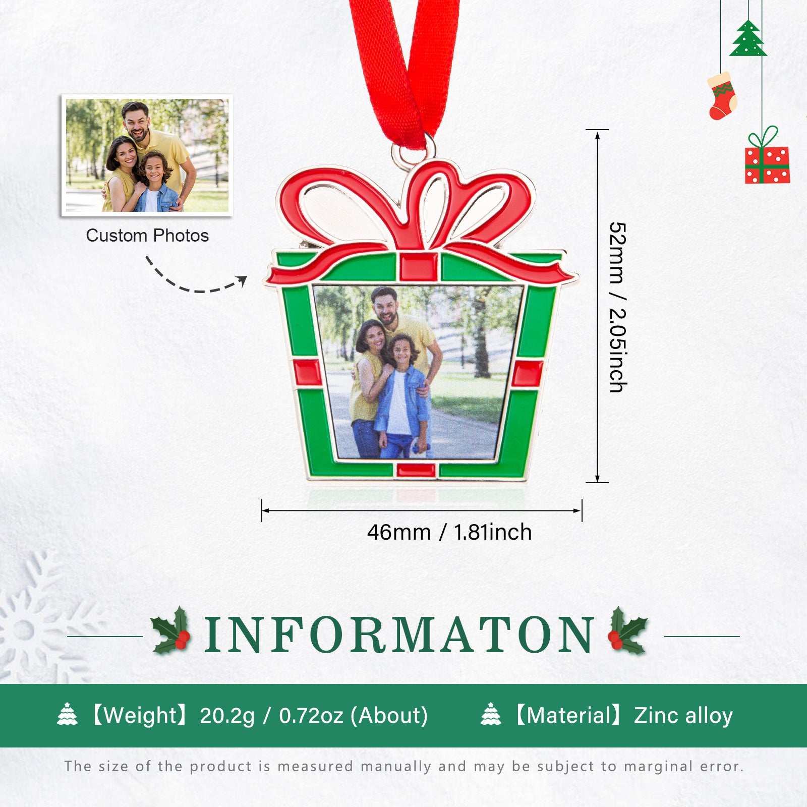 ThinkEngraved Personalized Ornament Wrapped Gift Personalized Photo Christmas Photo Ornament House Gift Fireplace