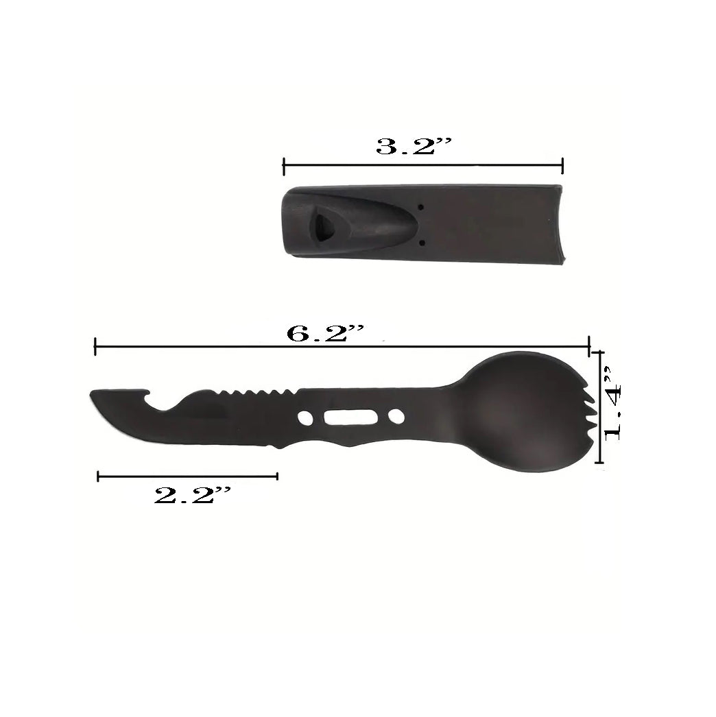 ThinkEngraved Personalized utensils Personalized Camping Spork and Knife 6 in 1 Survival Multi Tool Spork, knife, de-scaler bottle opener and more