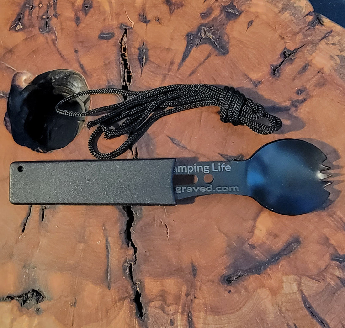 ThinkEngraved Personalized utensils Personalized Camping Spork and Knife 6 in 1 Survival Multi Tool Spork, knife, de-scaler bottle opener and more