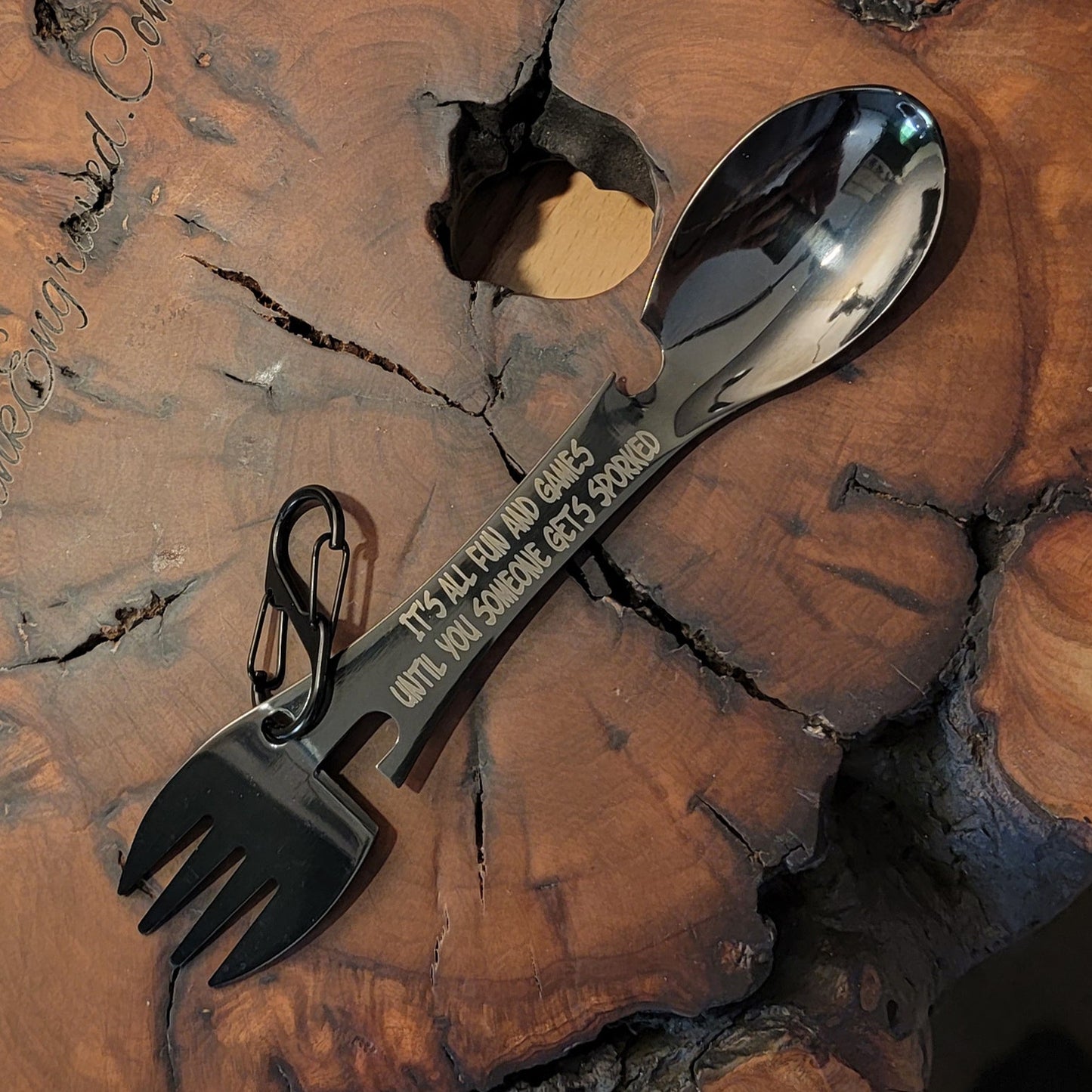 ThinkEngraved Personalized utensils Personalized Camping Spork - Engraved Camping Knife, Spoon Fork
