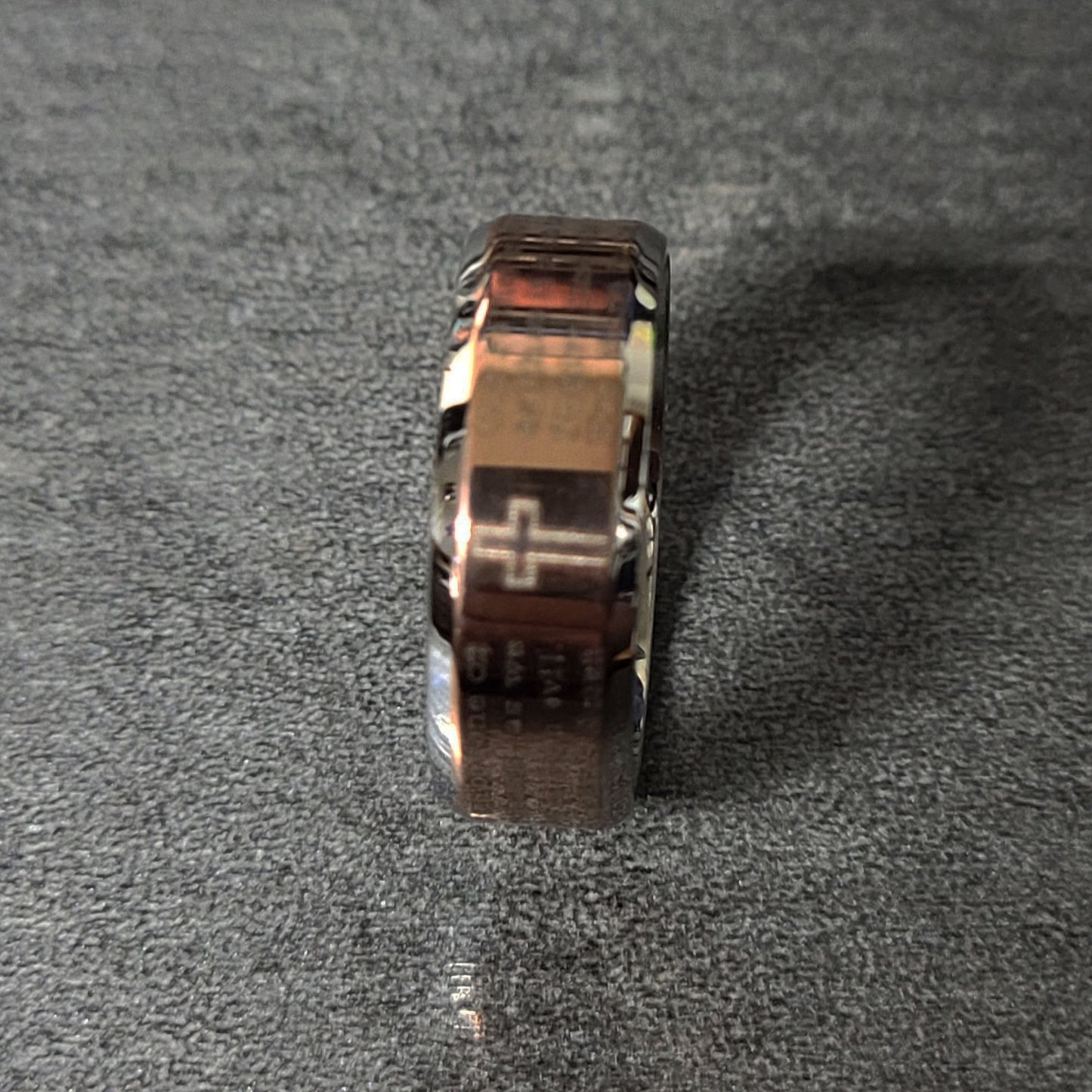 ThinkEngraved Prayer Ring Custom Engraved The Lord's Prayer Engraved Christian Cross Purity Ring