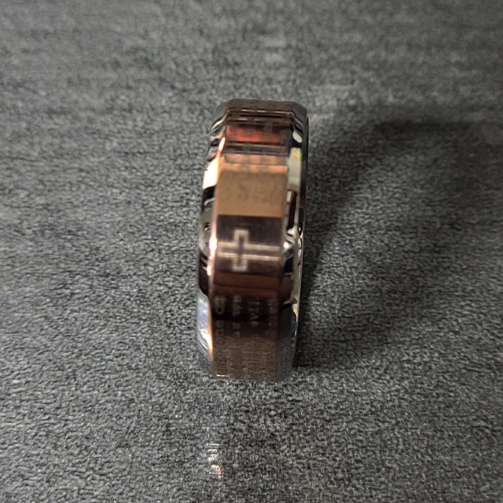 ThinkEngraved Prayer Ring Custom Engraved The Lord's Prayer Engraved Christian Cross Purity Ring